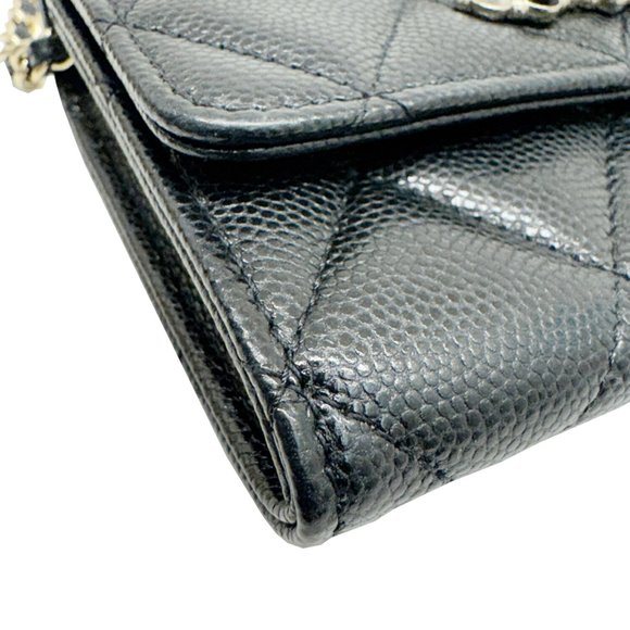 CHANEL Matelasse Mini Chain Wallet Black Caviar Skin 2022 - Picture 3 of 12